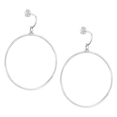 Sterling silver dangle earrings, 'Aurora' - Sterling Silver Hoop Dangle Earrings