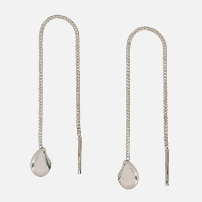 Sterling silver threader earrings, 'Sleek Cascade' - Sterling Silver Teardrop Threader Earrings