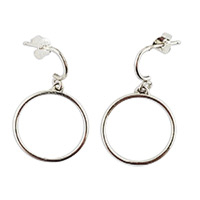 Sterling silver dangle earrings, 'Shining Halo' - Modern High-Polished Sterling Silver Dangle Earrings