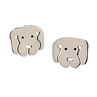 Sterling silver stud earrings, 'Loyal Pup' - Sterling Silver Puppy Dog Stud Earrings from Mexico