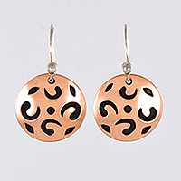 Copper dangle earrings, 'Daring Discs' - Copper Dangle Earrings Handmade in Mexico