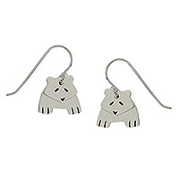 Sterling silver dangle earrings, 'Dancing Panda' - Sterling Silver Panda Dangle Earrings from Mexico