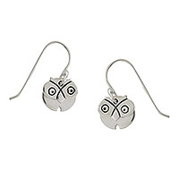 Sterling silver dangle earrings, 'Dancing Owl' - Sterling Silver Owl Dangle Earrings from Mexico