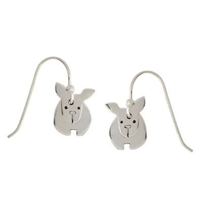 Sterling silver dangle earrings, 'Dancing Dog' - Sterling Silver Dog Dangle Earrings from Mexico