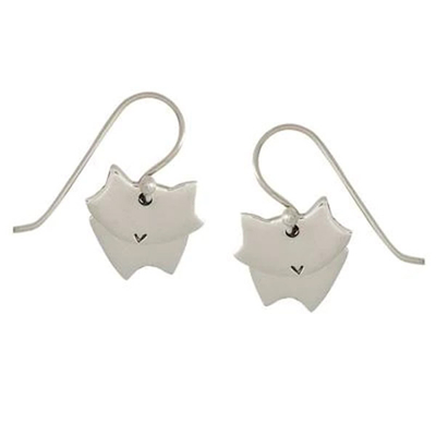 Sterling silver dangle earrings, 'Dancing Cat' - Handmade Sterling Silver Cat Dangle Earrings from Mexico