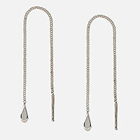 Einfädler-Ohrringe aus Sterlingsilber, „Zeitlose Eleganz“ – Tropfenförmige Einfädler-Ohrringe aus Sterlingsilber aus Mexiko