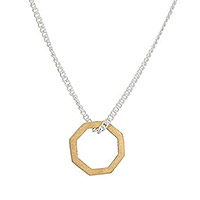 Gold-plated pendant necklace, 'Ardent Octagon' - Gold-Plated Sterling Silver Contemporary Pendant Necklace