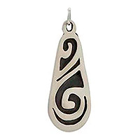 Sterling silver pendant, 'Ripple' - Sterling Silver Teardrop Pendant from Mexico