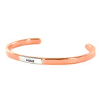 Copper cuff bracelet, 'Amor' - Copper Cuff Bracelet with Sterling Silver Accent