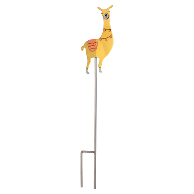 Mixed metal plant stake, 'Garden Llama' - Copper and Brass Llama Plant Stake