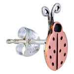 Sterling silver and copper stud earrings, 'Lucky Ladybug' - Sterling Silver and Copper Ladybug Stud Earrings