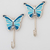Metal wall hooks, 'Butterfly' (set of 2) - Set of 2 Hand Painted Metal and Resin Butterfly Wall Hooks