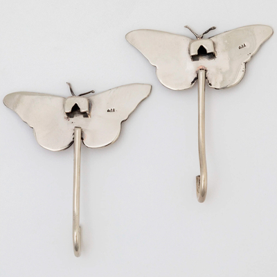 Ganchos de pared de metal (juego de 2) - Juego de 2 ganchos de pared de mariposas de resina y metal pintados a mano
