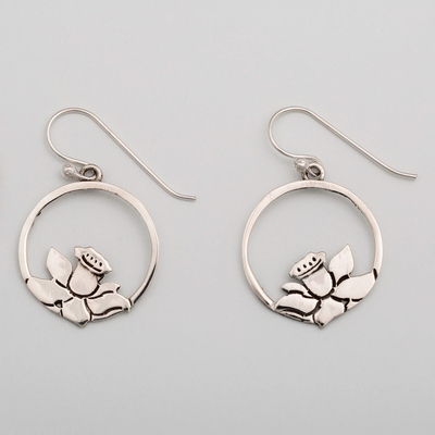 Sterling silver dangle earrings, 'Floral Delight' - Sterling Silver Flower Dangle Earrings from Mexico