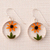 Sterling silver and resin dangle earrings, 'Sunflower Style' - Real Flower Resin Dangle Earrings from Mexico