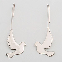 Pendientes colgantes de plata de primera ley, 'Dove's Flight' - Pendientes colgantes de paloma de plata esterlina de México