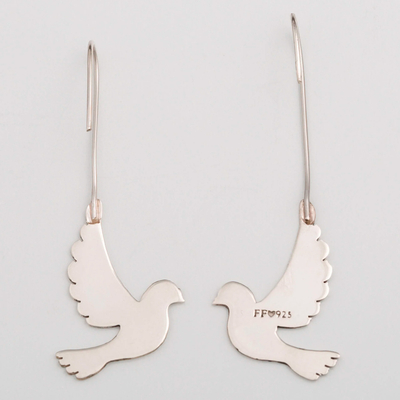 Sterling silver drop earrings, 'Dove's Flight' - Sterling Silver Dove Drop Earrings from Mexico