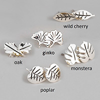 Sterling silver stud earrings, 'Falling Leaves' - Sterling Silver Leafy Plant Stud Earrings from Mexico