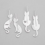 Sterling silver drop earrings, 'Feline Silhouette' - Handcrafted Sterling Silver Cat Drop Earrings from Mexico