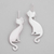 Sterling silver drop earrings, 'Feline Silhouette' - Handcrafted Sterling Silver Cat Drop Earrings from Mexico