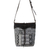 Leather accent cotton blend sling bag, 'Sophisticated Journey' - Leather Accent Cotton Blend Sling in Black and White