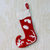 Wool Christmas stocking, 'Holiday Spirit' - Red and White Wool Applique Christmas Stocking