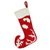 Media navideña de lana - Calcetín navideño con aplicación de lana roja y blanca