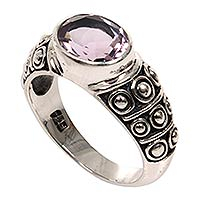 anillo de amatista - Anillo de plata con amatista hecho a mano balinés.