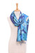Silk shawl, 'Magical Sky' - Dyed Blue Silk Shawl with Fringe Hand-Woven in Thailand (image 2b) thumbail