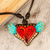 Hand painted pendant necklace, 'Heartthrob' - Hand Painted Heart Necklace