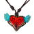 Hand painted pendant necklace, 'Heartthrob' - Hand Painted Heart Necklace