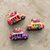 Ceramic magnets, 'Multicolour Old Time Buses' (set of 3) - Ceramic Refrigerator Magnets of Guatemalan Buses (Set of 3)