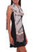 Batik silk shawl, 'Slate Majesty' - Batik Silk Shawl in Slate and Buff from Bali