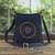 Suede shoulder bag, 'Ripple Effect in Navy' - Suede Shoulder Bag in Blue with Adjustable Strap from Peru