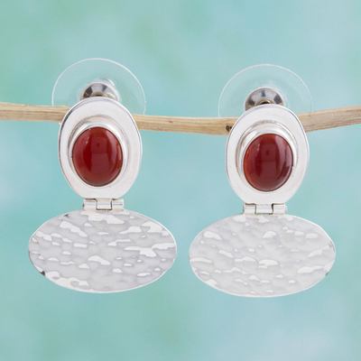 Carnelian drop earrings, 'Crimson Heart' - Carnelian drop earrings