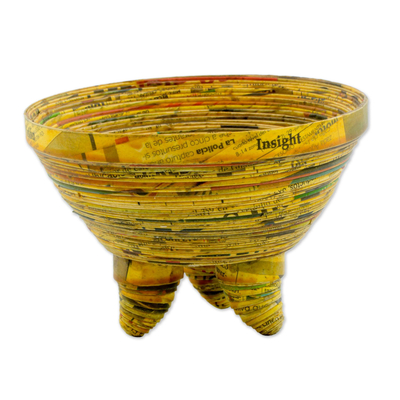 Recycled paper decorative bowl, 'Inspired Vision' - Recycled Paper Decorative Bowl from Guatemala