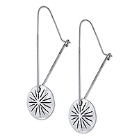 Sterling silver drop earrings, 'Sunburst' - Sterling Silver Drop Earrings from Mexico
