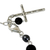 Onyx beaded bracelet, 'Etched Cross' - Onyx Hematite and 950 Silver Cross Bracelet from Thailand