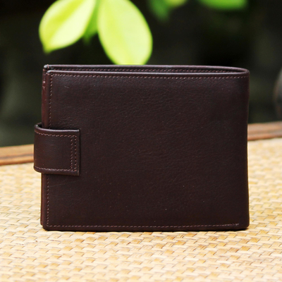 Leather wallet, 'Everyday Traveler in Espresso' - Handcrafted Leather Wallet in Espresso from Thailand