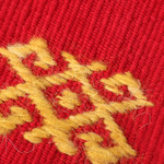 Hand-embroidered cotton coasters, 'Traditions in Red' (pair) - 2 Handwoven Red Cotton Coasters with Hand-Embroidered Motif