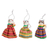 Cotton ornaments, 'Animal Friendship' (set of 3) - Set of 3 Handcrafted Cotton Worry Doll Ornaments thumbail