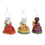 Cotton ornaments, 'Animal Friendship' (set of 3) - Set of 3 Handcrafted Cotton Worry Doll Ornaments (image 2c) thumbail