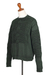 Men's cotton sweater, 'Everyday Style in Forest' - Men's Green Cotton Sweater with a Unique Pattern from India