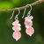 Quartz and cultured pearl beaded dangle earrings, 'Soft Pink Love' - Pink Quartz and Cultured Pearl Beaded Dangle Earrings