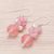 Quartz and cultured pearl beaded dangle earrings, 'Soft Pink Love' - Pink Quartz and Cultured Pearl Beaded Dangle Earrings