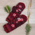 Embroidered convertible wool mittens, 'Tarai' - Hand Embroidered Wool Mittens