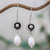 Cultured pearl dangle earrings, 'Punctuation in White' - White Cultured Pearl and 950 Silver Dangle Earrings (image 2) thumbail