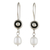Cultured pearl dangle earrings, 'Punctuation in White' - White Cultured Pearl and 950 Silver Dangle Earrings thumbail