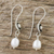 Cultured pearl dangle earrings, 'Punctuation in White' - White Cultured Pearl and 950 Silver Dangle Earrings (image 2b) thumbail