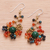 Multi-gemstone beaded dangle earrings, 'Sunset Atoms' - Sunset-Toned Multi-Gemstone Beaded Dangle Earrings (image 2c) thumbail